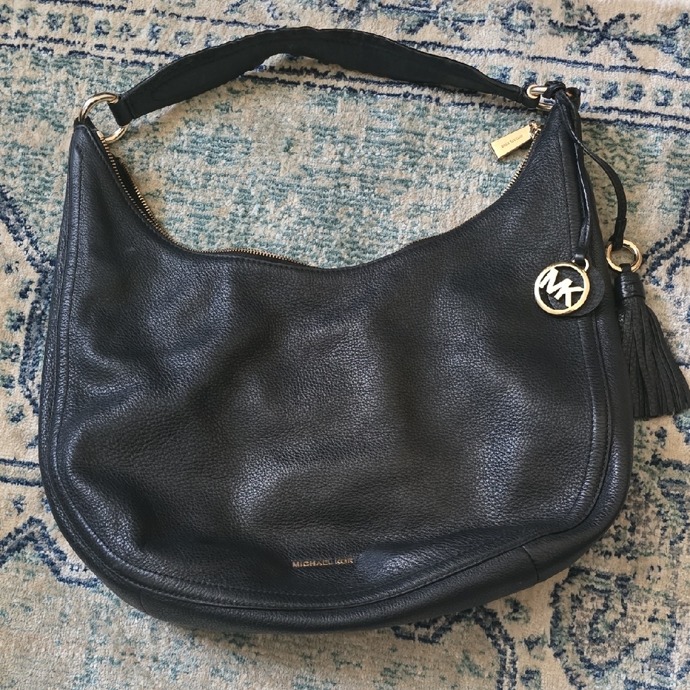 Michael Kors Black Pebbled Leather Hobo Bag